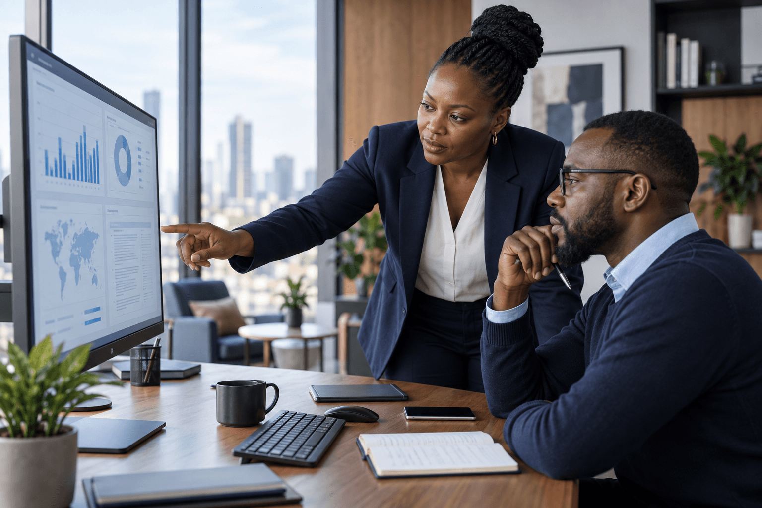 Enterprise technology professionals reviewing analytics and document insights